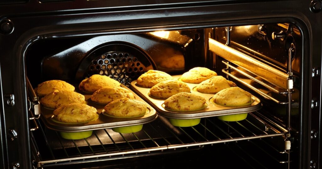 baking banana muffins in oven