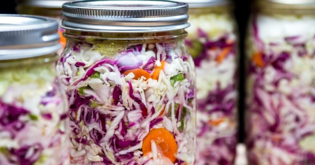 fermenting vegetables in mason jar