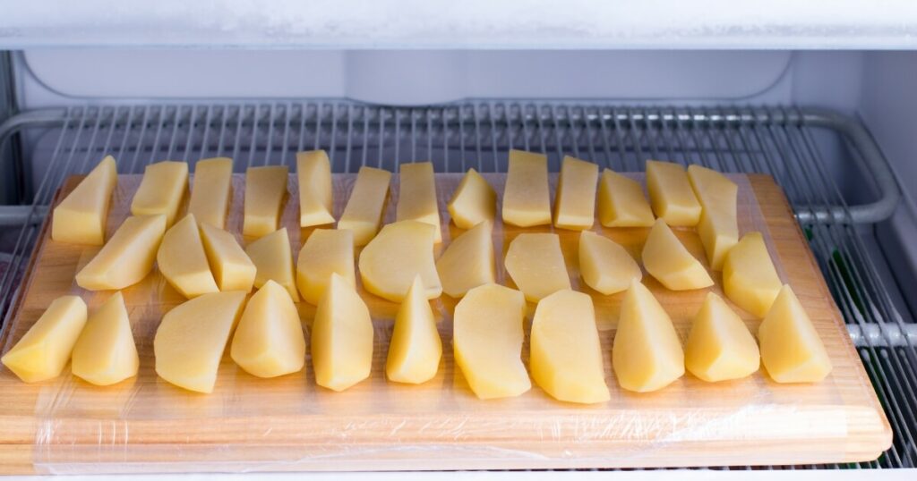 freezing potato wedges in freezer