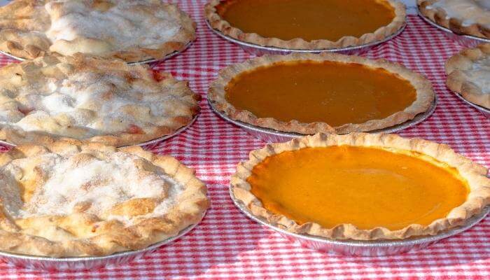 fresh pies for sale at a bakery