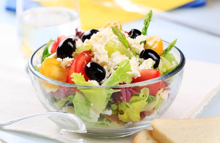Greek Salad In Clear Bowl