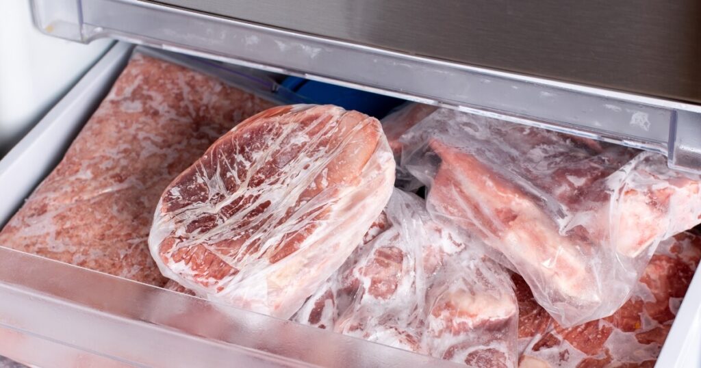 ham wrapped in freezer