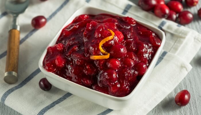 homemade cranberry sauce in dish