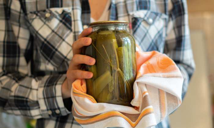 homemade pickles in brine