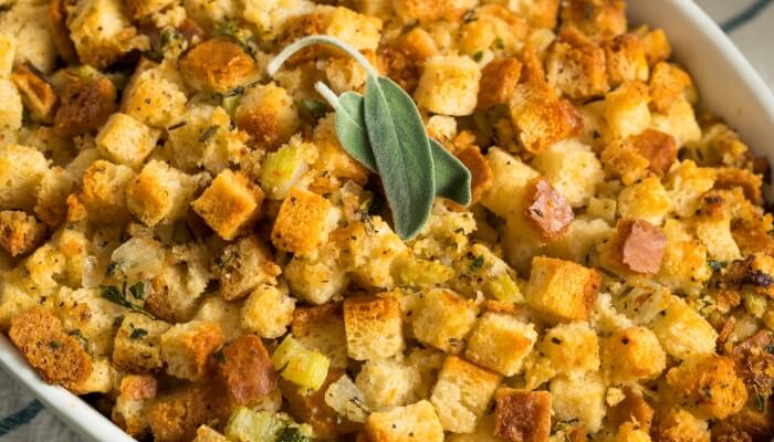 homemade stuffing with vegetables and sage