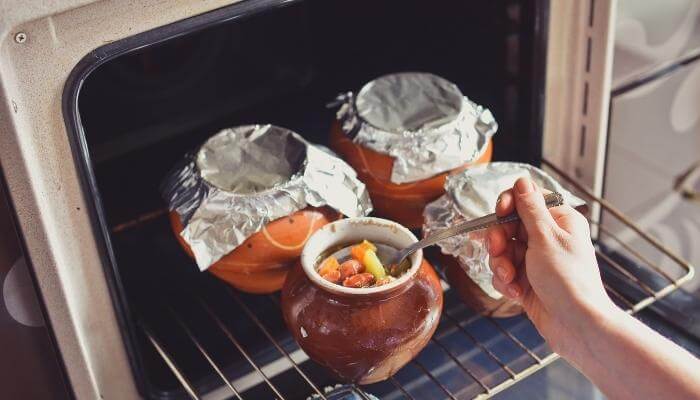 oven stew with aluminum foil cover