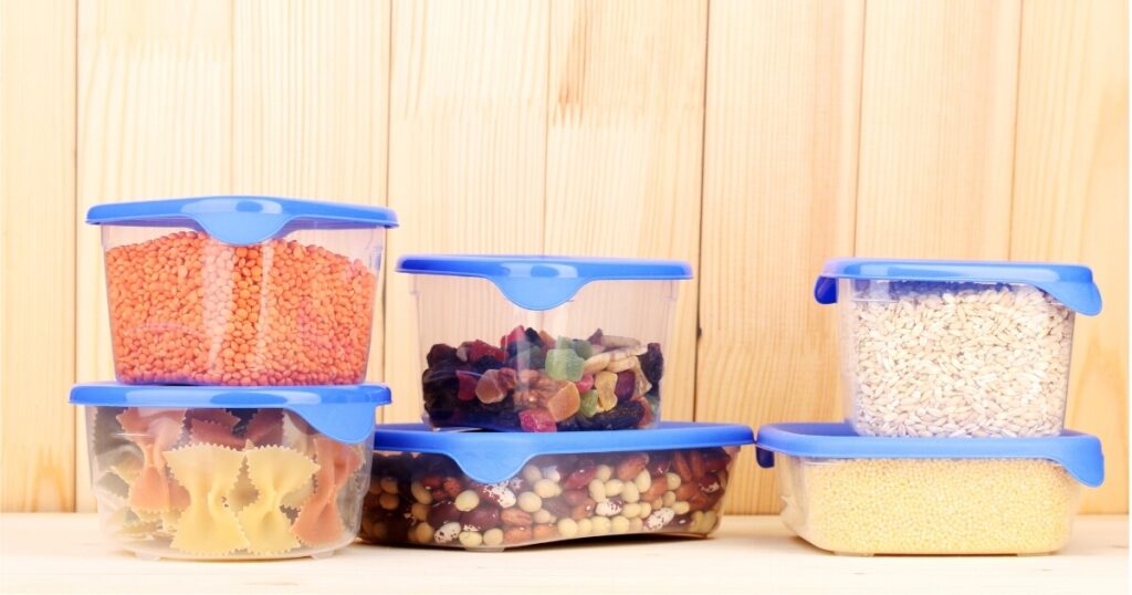 plastic storage containers with dry goods