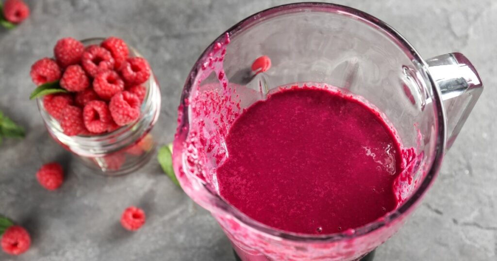 raspberry smoothie made with blender