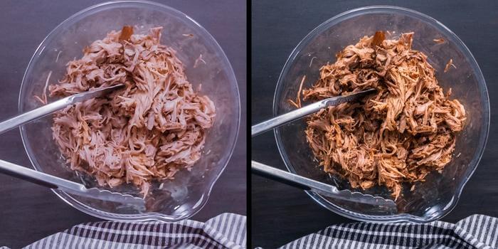 shredded pork sauce and without sauce