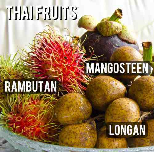 Thai Fruits : Rambutan, Mangosteen, Longan