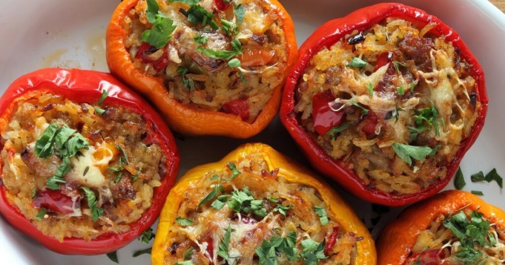 Colorful Stuffed Peppers - Ideal Companion for Baked Entrées