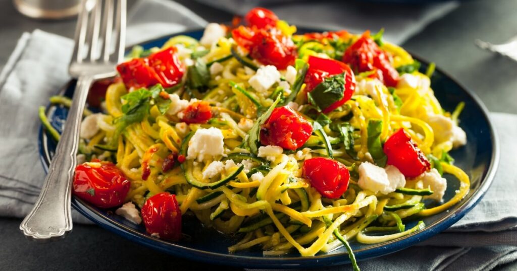 zoodles with tomato and feta